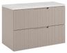 3xE living Meuble de salle de bain Suspendu sous lavabo 80 cm, 2 tiroirs, Cachemire + Plan de travail Marbre Bianco