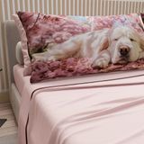 PETTI Artigiani Italiani - Beddengoed dieren met honden van katoen met kussenslopen in digitale print, beddengoed voor tweepersoonsbed, poeder, 100% Made in Italy