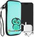 kwmobile hoesje voor smartphones XXL - 7" - hoes van Neopreen - Slapende Uil design - turquoise / bruin / mintgroen