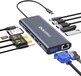 DirectGoods® 13 in 1 USB C Hub - Docking Station Laptop - Docking Station USB-C - 2x HDMI 4K - USB C 100W - RJ45 Gigabit - 1x VGA - Spacegrey