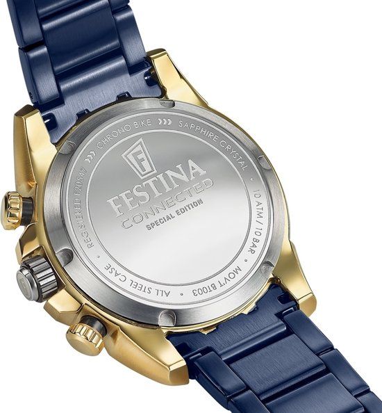 Festina Chrono Bike F20547/1 Heren Horloge - Blauw/Goudkleurig - Staal - 45.5 mm