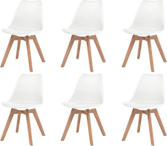 vidaXL Eetkamerstoelen - 6 stuks - Kunststof - Wit