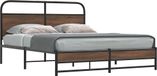 Maison Exclusive - Lit en métal sans matelas, marron, aspect chêne, 160x200 cm