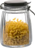 Urban Living Weckpot/inmaakpot - 1,5L - glas - met beugelsluiting - mat zwarte deksel