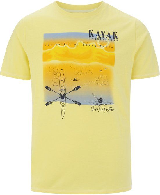 Jan Vanderstorm heren T-shirt - 60/62 - lichtgeel - Plus Size