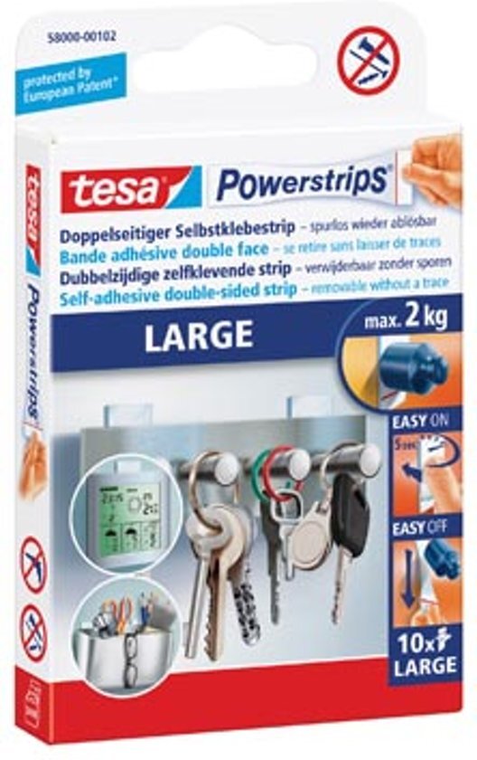 tesa - 58000 - kleefstrip Powerstrips draagkracht 2 kg blister van 10 stuks