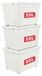 Boîtes de rangement, 55 litres, set de 3, avec couvercles, roulettes, empilable, blanc