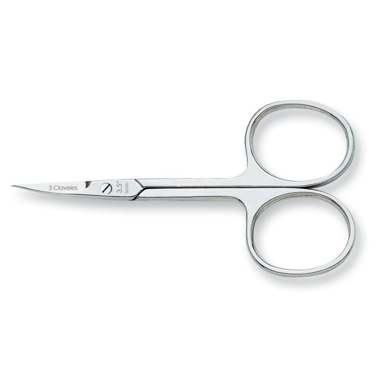 3 Claveles Cuticle Scissors - Curved Blade - Nickel-plated Steel - 90 mm