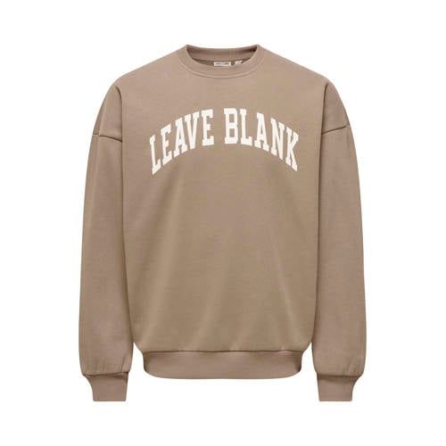 ONLY & SONS oversized sweater met print - fossil