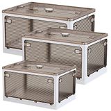 Extra set van 3 opbergdozen voor kleding, 55 + 85 + 116 l, opvouwbaar, van kunststof