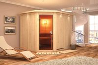 Karibu | Sauna Malin avec toit | Porte en verre bronze | Poêle 9 kW commande intégrée