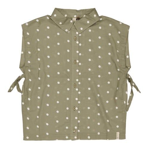 LEVV blousetop met stippen groen