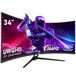 Gawfolk PC monitor ultra groot 34 inch 1500R gebogen 144Hz gaming computermonitor