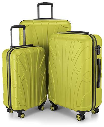 Suitline 3er Koffer-Set Trolley-Set Rollkoffer Hartschalen-Koffer Reisekoffer, TSA, (55 cm, 66 cm, 76 cm), 100% ABS, Matt, Farn