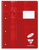 Clairefontaine 68252C - Pak met 5 schoolschriften DIN A4+ 22,5x29,7 cm, 160 Pagina's, 90g, liniëring 28 Kleine Ruitjes met 2 kantlijnen, met 4 Gaten, met Spiraalbinding, Rood, 1 pak