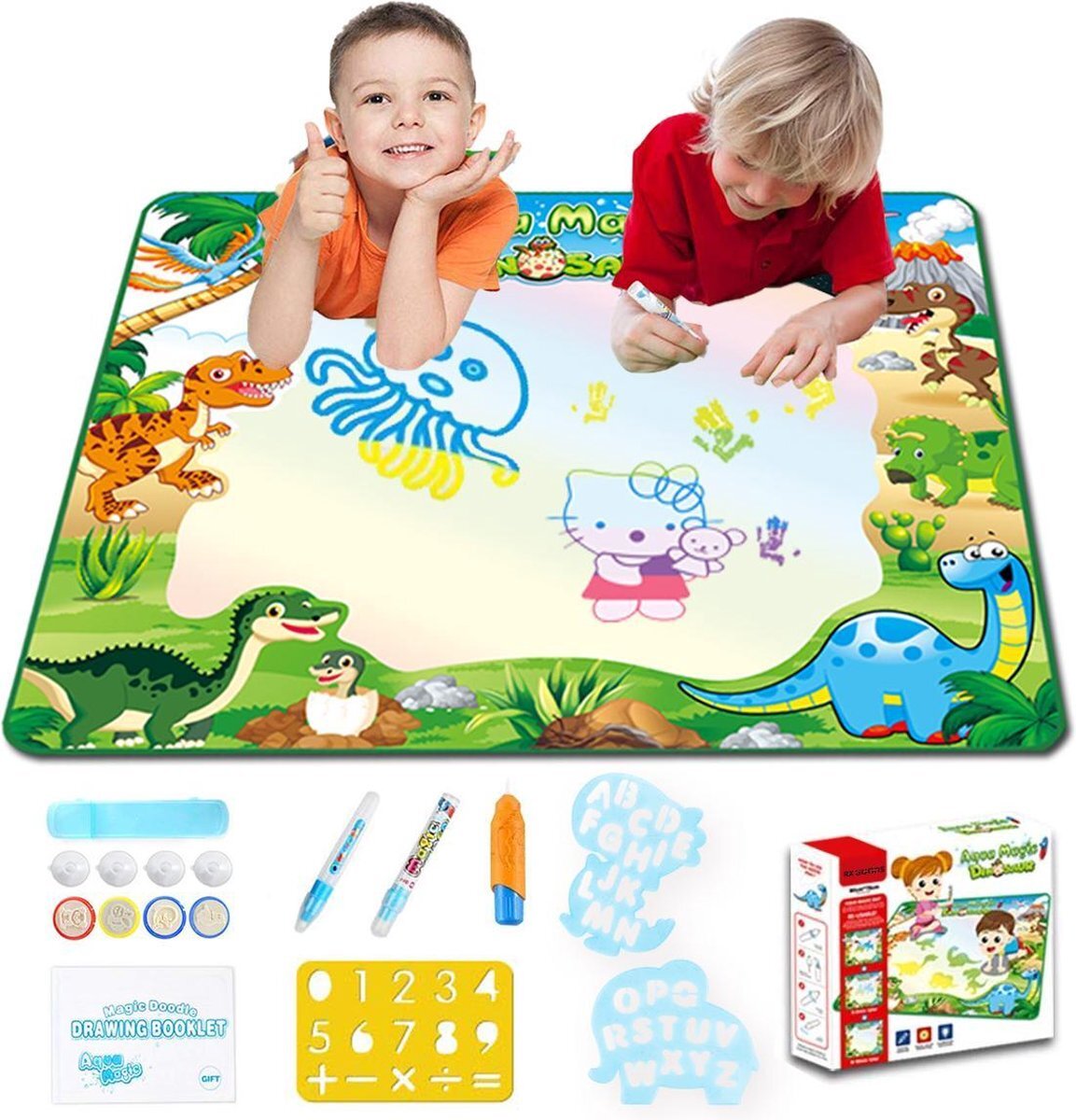 RX Goods Magische Dinosaurus Water Tekenmat incl. 17 Accessoires – Aqua Magic Tekenen – Tekenbord Mat - Kinderen