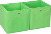 Merkloos Relaxdays Opbergbox Stof - Set van 2 - Vierkant - 30 x 30 x 30 cm - Groen