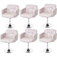 Orlando Set van 6 eetkamerstoelen, draaistoel, imitatie suède chroom MVG-gecertificeerd ~ vintage lichtgrijs