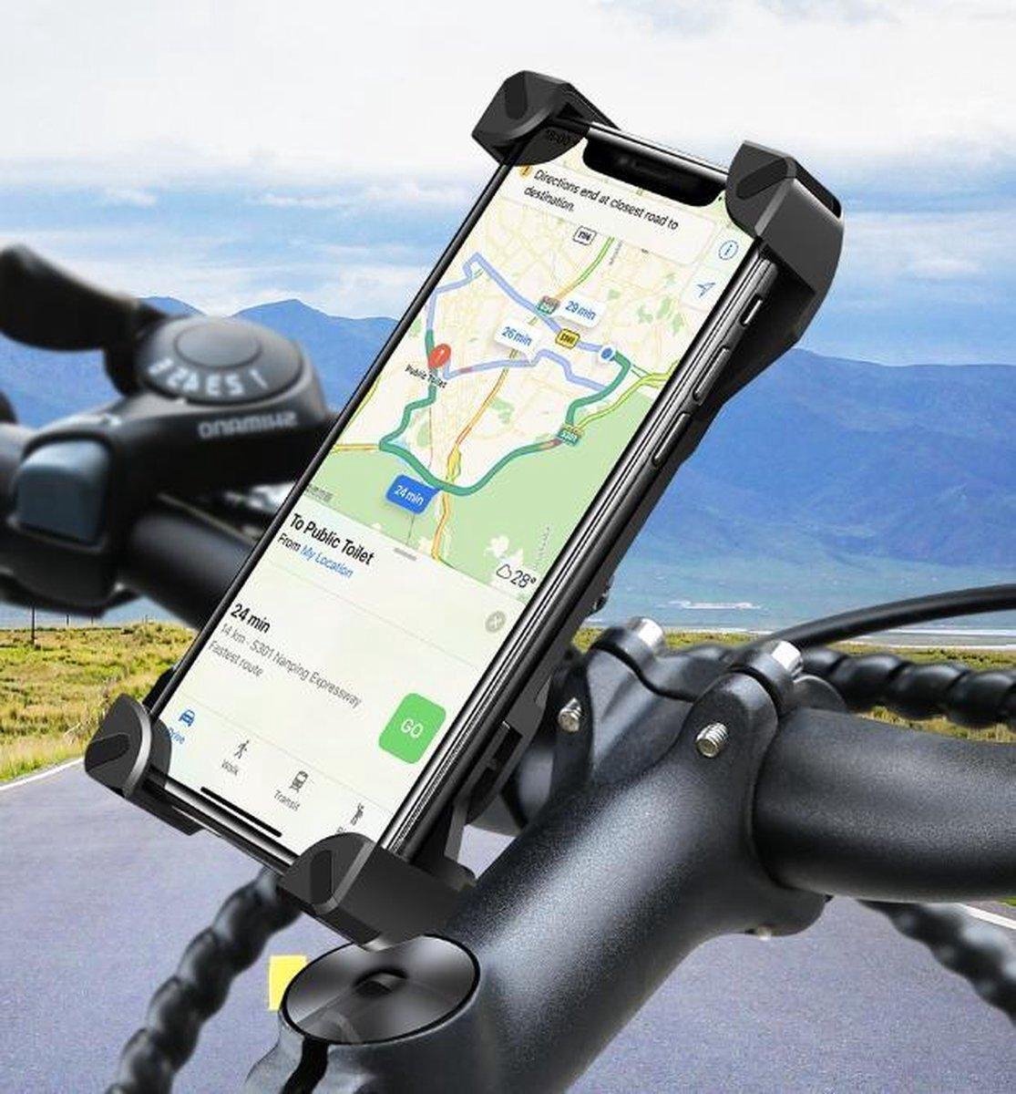 GoShops Telefoonhouder fiets - Universeel - 360 graden draaibaar - Toepasbaar op motor, brommer en mountainbike - Zwart - iPhone 12 Pro / 11 / Samsung Galaxy S20 S21
