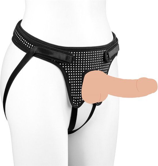 LoveToy - Easy Strap-on Harnas (zonder dildo) - Zwart & Wit