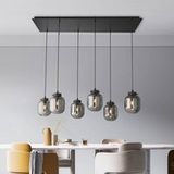 Fischer & Honsel Hanglamp Regi van glas, rookgrijs, 6-lamps