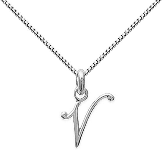Amanto Ketting Letter V - Unisex - 925 Zilver - Alfabet - 8x18 mm - 50 cm