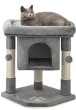 lionto Kattenkrabpaal 60 cm, compact met grot & sisal, donkergrijs