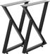 Merkloos Pieds de table en métal 71cm Haut Noir Set de 2