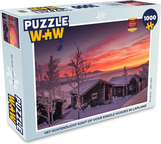 MuchoWow Puzzel Het ochtendlicht komt op voor enkele huisjes in Lapland - Legpuzzel - Puzzel 1000 stukjes volwassenen - Sinterklaas cadeautjes - Sinterklaas voor grote kinderen