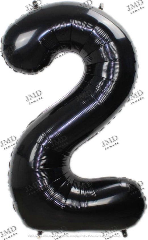 Folie ballon XL - Cijfer 2 Zwart - 100cm - Verjaardag