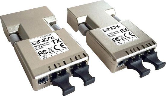LINDY 38301 DVI-D Extender - DVI via Glasvezelkabel - 500 m - Zilver