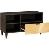 Meuble TV noir et or 80 x 33 x 46 cm bois d'ingénierie