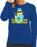 Bellatio Decorations Shoppartners Bv Fout Paas sweater blauw take me to your leader voor dames - Pasen trui M
