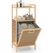 Coast Étagère de salle de bain avec panier à linge 43,5x33x96 cm - Bambou - Naturel - Avec 2 étagères et sac à linge amovible