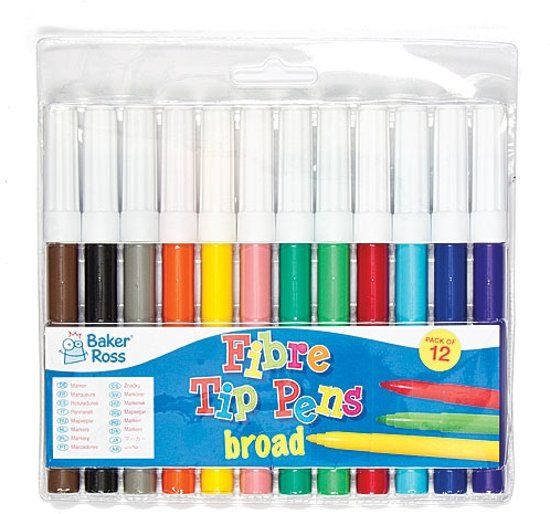 Baker Ross Voordeelverpakking markeerstiften met brede punt 12 stuks per verpakking