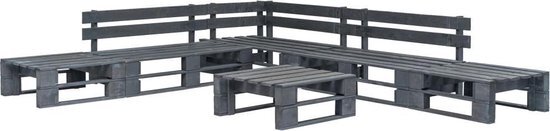 vidaXL 6-delige Loungeset pallet FSC hout grijs