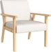 Homcom Loungestoel met armleuningen, eetkamerstoel, relaxstoel in linnenlook, gestoffeerde stoel voor woonkamer, slaapkamer, massief houten frame, 64 x 70 x 72 cm, crèmewit