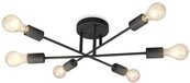 B.K.Licht - Zwarte Industriële Plafondlamp - retro kroonluchter - woonkamer plafonniére - met E27 fitting - excl. lichtbronnen