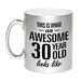 Bellatio Decorations Awesome 30 year cadeau zilveren mok / beker - 330 ml - verjaardag - kado koffiemok / theebeker