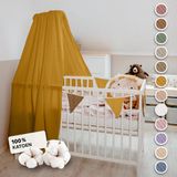LILIMAUS Klamboe voor ledikant - hemeltje babybed - mousseline katoen - 140 cm - geel