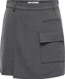 ONLY - ONLOLEXA LIFE HW WRAP SKIRT PNT - Rok - Kniehoogte - Effen - Grijs - High Waist - Vetersluiting