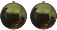 Decoris Kaemingk B.V. 2x Grote donkergroene kunststof kerstballen van 20 cm - glans