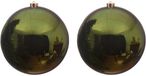 Decoris Kaemingk B.V. 2x Grote donkergroene kunststof kerstballen van 20 cm - glans