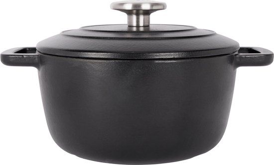 Cosy & Trendy Braadpan Fontestic Black Met Deksel 2,7 liter Ø 20 cm - Gietijzer Geëmailleerd, Oven- & Inductiegeschikt