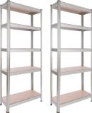 AREBOS 2x Stellingkast - Opbergrek - 5 Planken - 350 kg Draagkracht - 180x75x30 cm - Metaal/MDF