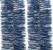 Decoris Kerstslinger - 2x - Donkerblauw - Glanzend Lametta - 270 cm