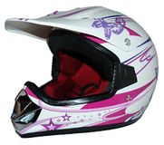 Protectwear V310-Girl-XS kindercrosshelm voor meisjes, Max Racing, maat XS (Youth L), roze/wit glans