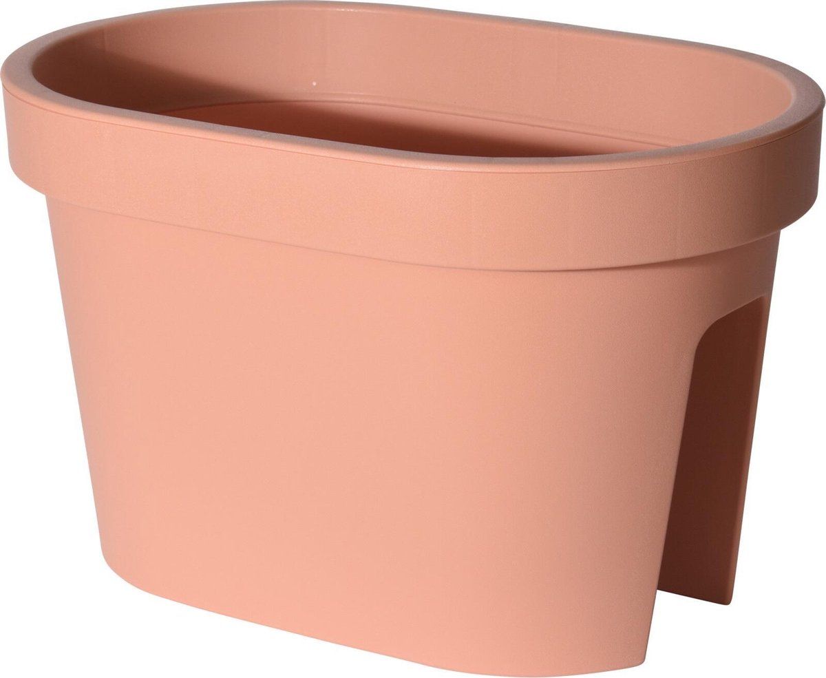 Prosperplast Kunststof balkon plantenpot/bloempot terra cotta 40 x 25 cm ovaal 12,3 liter - Reling/hang bloempotten