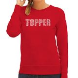 Bellatio Decorations Shoppartners Bv Glitter Topper foute trui rood met steentjes/ rhinestones voor dames - Glitter kleding/ foute party outfit XXL