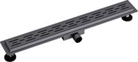 BES LED Douchegoot met Rooster - Leoni Trun - 80cm - Vloerflens - RVS - Gunmetal Grijs